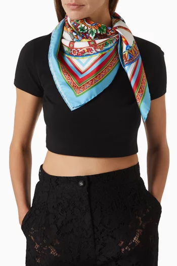 Carretto-print Scarf in Silk Twill