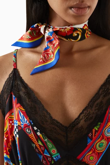 Carretto-print Bandeau Scarf in Silk-twill