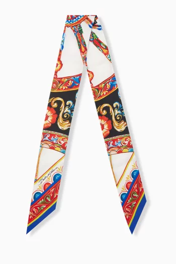 Carretto-print Bandeau Scarf in Silk-twill