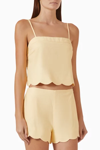 Grazia Scallop-hem Cami Top in Cotton Blend
