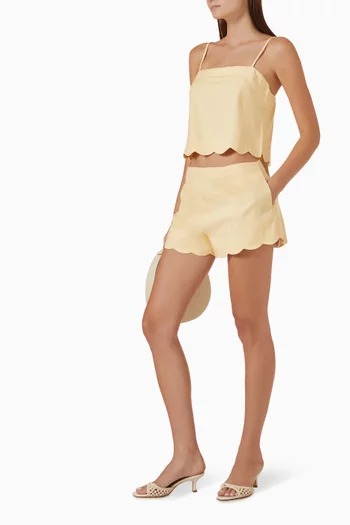 Grazia Scallop-hem Shorts in Cotton Blend