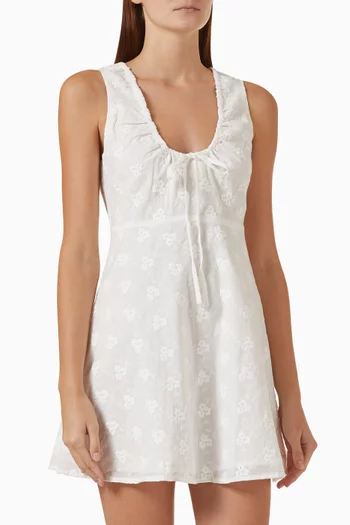 Anisa Embriodered Mini Dress in Cotton