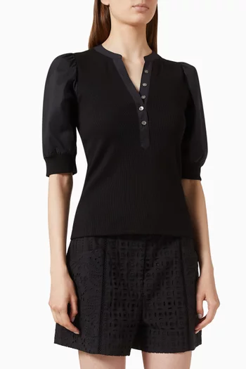 Coralee Puff-sleeve Top in Stretch Cotton