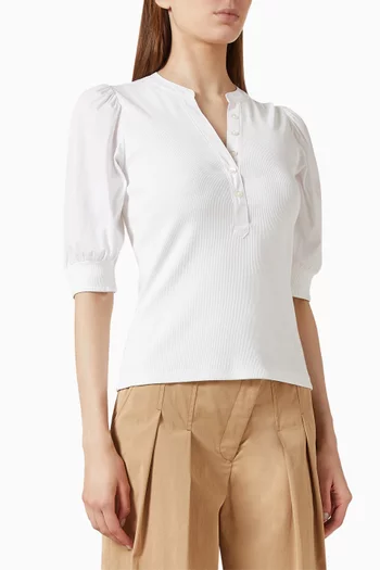 Coralee Puff-sleeve Top in Stretch Cotton