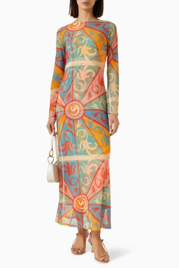 Aria Printed Dress in Mesh