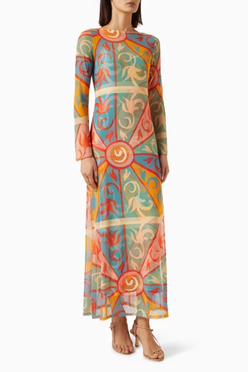 Aria Printed Dress in Mesh