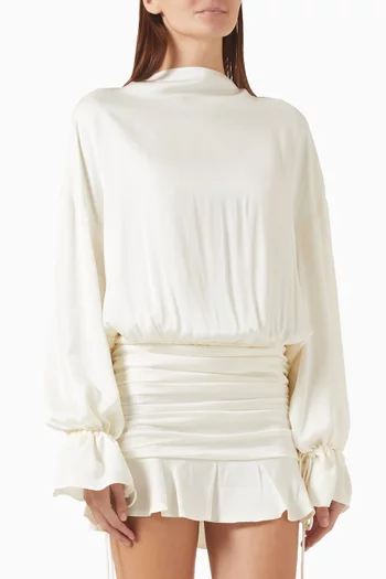 Frill Mini Dress in Silk Blend