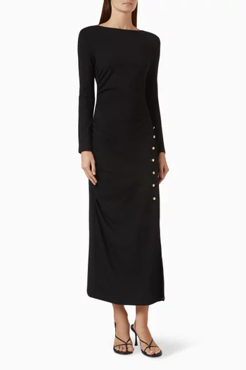 Trudy Button-detail Dress in Jersey