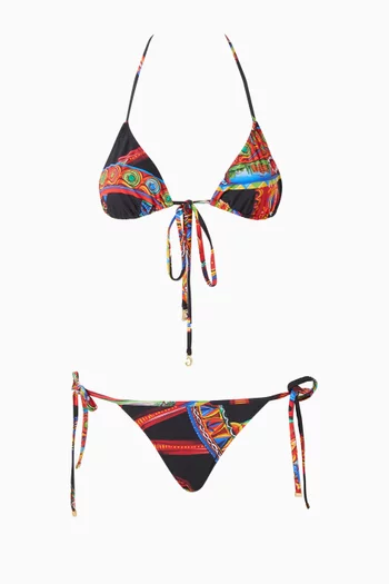 Carretto-print Triangle Bikini Set