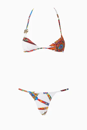 Carretto-print Triangle Bikini Set