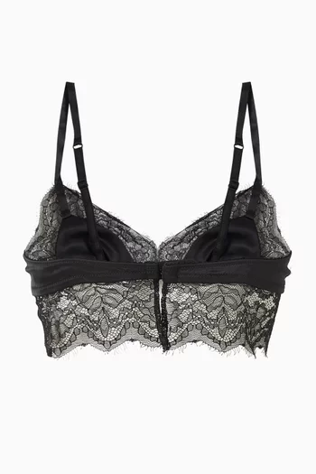 Lace-trim Bralette in Silk-satin