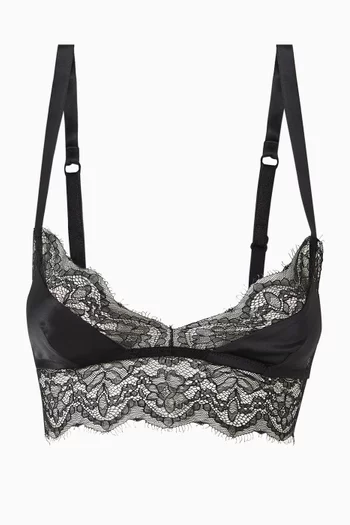 Lace-trim Bralette in Silk-satin