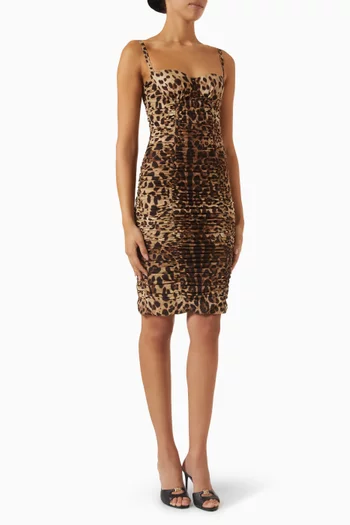 Leopard-print Mini Dress in Silk-blend Charmeuse