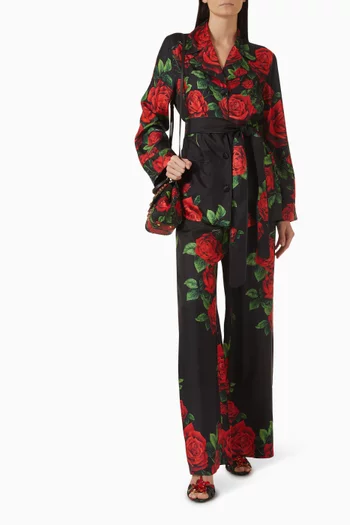 Rose-print Vanity Shirt in Silk Twill