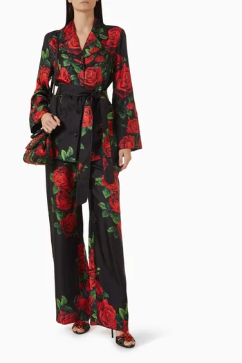 Rose-print Vanity Pants in Silk