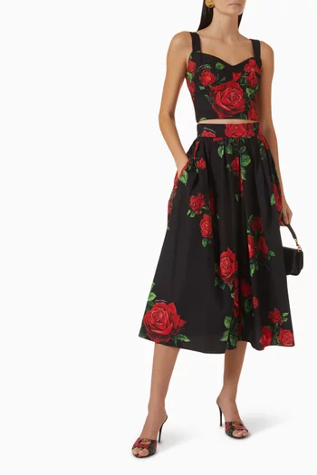 Rose-print Corset Top
