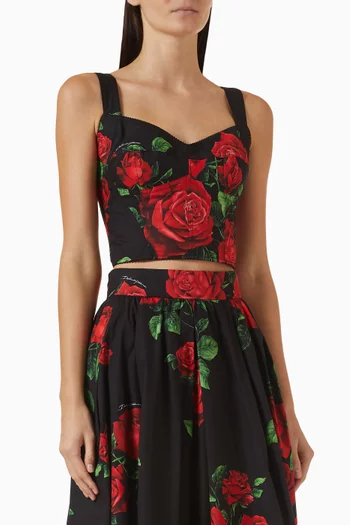 Rose-print Corset Top