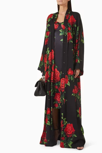 Rose-print Abaya