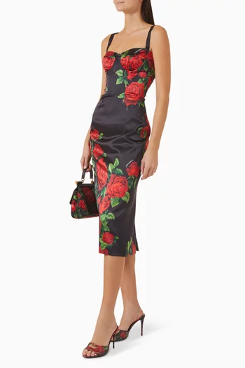Rose-print Dress in Silk Blend