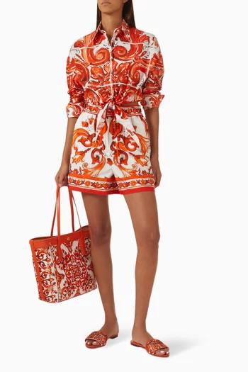 Majolica-print Shirt in Cotton Poplin