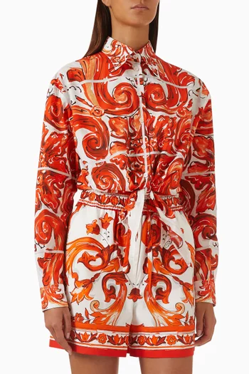 Majolica-print Shirt in Cotton Poplin