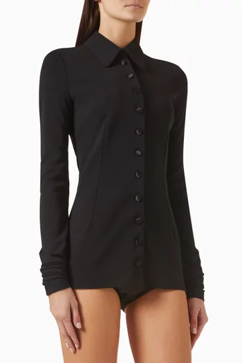 Button-up Blouse in Wool Jersey