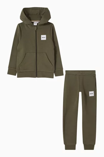 Logo Patch Hoodie & Pants Set in Fleece