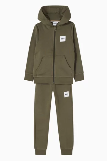 Logo Patch Hoodie & Pants Set in Fleece