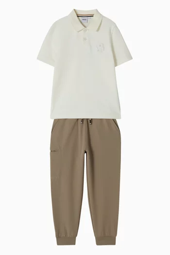 Monogram Patch Polo Shirt in Cotton-blend
