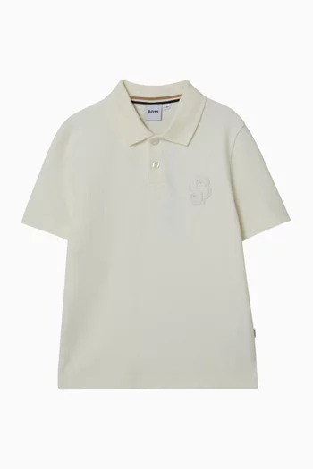 Monogram Patch Polo Shirt in Cotton-blend