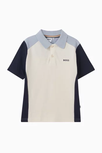 Colourful Cut-out Polo T-shirt in Cotton-piquê
