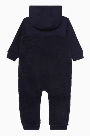 Logo Hooded Sleepsuit in Fleece