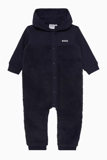 Logo Hooded Sleepsuit in Fleece