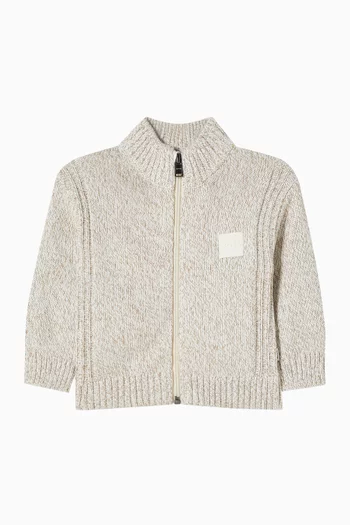 Zip-up Cardigan in Cable-knit
