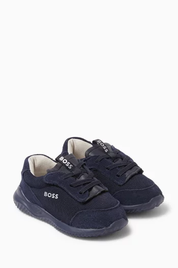 Soft Logo Sneakers in Leather & Mesh