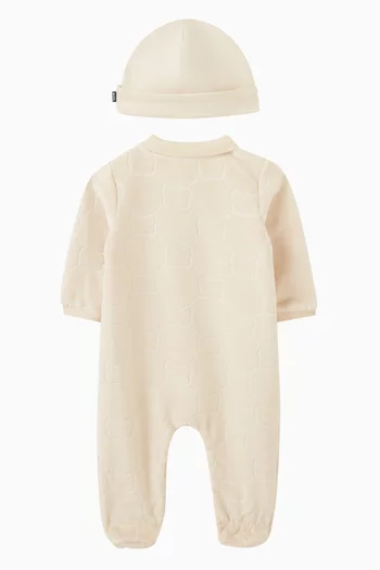 Logo Patch Sleepsuit & Beanie Set