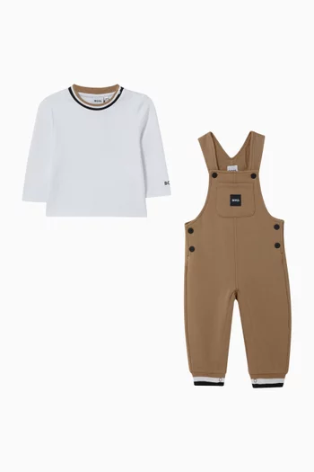 Logo Dungaree Set in Cotton