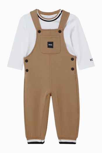 Logo Dungaree Set in Cotton
