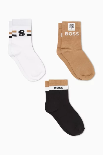 Socks in Cotton Blend, Pack of 3