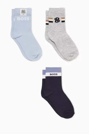 Socks in Cotton Blend, Pack of 3