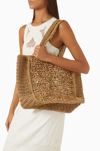 Small Sequin Tote Bag in Paper-raffia