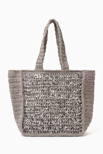 Small Sequin Tote Bag in Paper-raffia