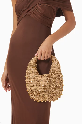 Small Candy Sequin Top-handle Bag in Paper-raffia