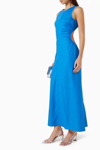 Backless Maxi Dress in Linen-blend