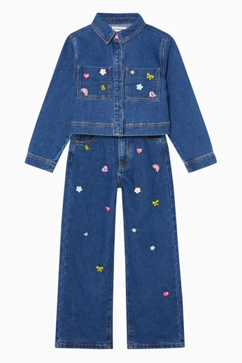Embroidered Jeans in Denim