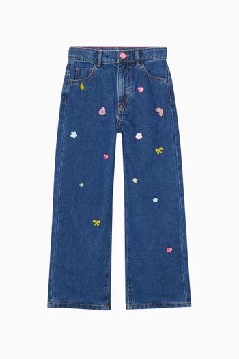 Embroidered Jeans in Denim