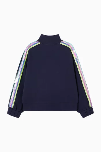 Sequin Striped Bomber Jacket in Terry