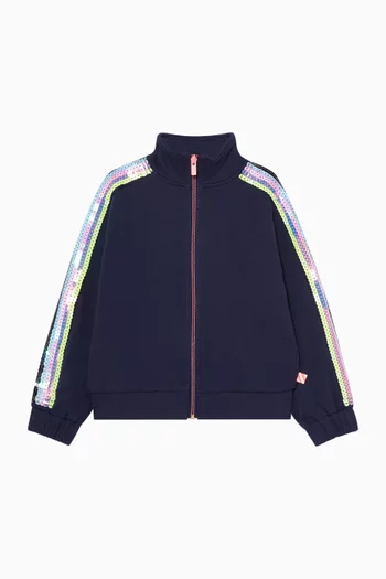 Sequin Striped Bomber Jacket in Terry
