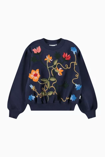 Floral Embroidered Sweatshirt in Organic Cotton