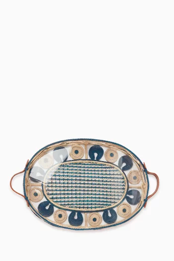 Small Nuit Tray in Iraca Palm & Leather